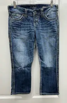 Silver Mckenzie thick stitch denim jean capri capris women's 28