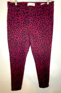 Social Standard By Sanctuary Red Leopard Witchy Whimsygoth Jeans Women Size 6