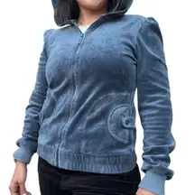 Vintage Juicy Couture Hoodie Velour Jacket Size M Blue Made in USA Y2K Size M