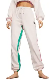 PUMA x LEMLEM Frosty Pink Striped Fleece Joggers Size XL NEW
