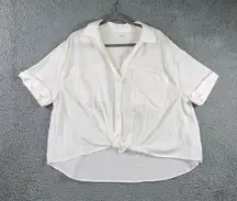 Jane + Delancey Button Up Shirt Women XL Textured Relaxed Fit Tie Front Top