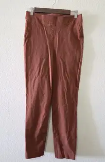 Spanx On the Go Ankle Slim Straight Pants Bronze Glow Pull On Womens Medium
