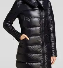 BCBGMAXAZRIA Black Down & Feather Puffer 3/4 Jacket