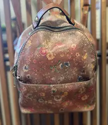 Patricia Nash Tan Leather Prairie Rose Floral Backpack w/ Wallet (Project)