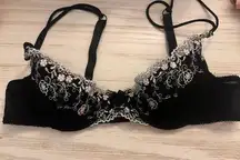 Black Flower Bra