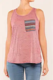 Womens Lime N Chili Sarape Southwestern Heathered Tank Top - Sz S