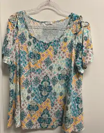 Multicolor Floral Damask Patterned Women Top