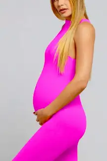 Bumpsuit Sleeveless Mock Neck‎ Maternity Jumpsuit Bodysuit Pink Purple