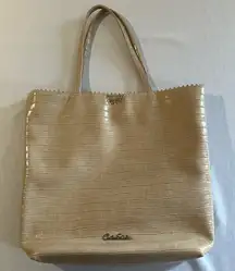 Carlos Falchi • Crocodile Embossed Tote Bag Faux Leather Large Roomy