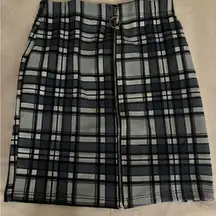Rainbow Blue Plaid Pencil Skirt