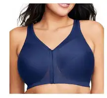 Glamorise 1265 MagicLift Front Closure Posture Back Bra blue 42C new
