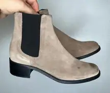 Walin & Wolff Ankle Boots Taupe Suede Leather Chelsea Booties Size 38 Italy
