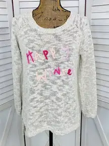 Aerie by AEO Happy Winter Open Weave Sweater Tan Pink Medium Pullover