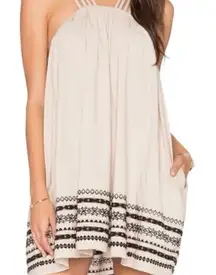 FREE PEOPLE Batiste Kashmir Embroidered Biscotti Strappy Tent Dress Size Small