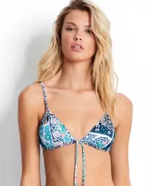 NWT  | Silk Market Printed Tie Front Bikini Top Size 8