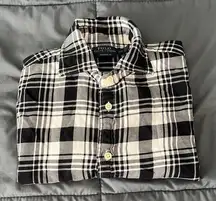 Polo Black/White Plaid Flannel Button Down Size Small