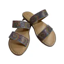 Wild Pair Rainbow Sparkle Slide Sandal Size 5 New