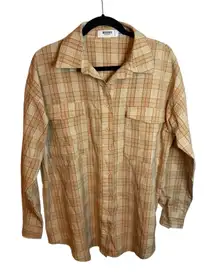 Missguided Maternity Tan Plaid Button Down Shirt