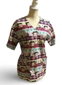 Betty Boop Medical Scrub Mock Wrap Top