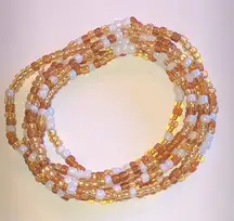 Elegant Yellow and Brown Seed Bead Beaded Boho Stretchy Necklace