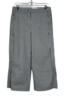Ann Taylor Factory Crop‎ Wide Leg Pants Womens 6 Black White Stripe Workwear