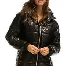 Aviator Nation Bolt Luxe Trekker Jacket in Glossy Black