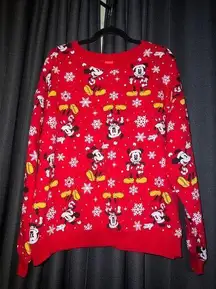 Ugly Christmas Sweater Xmas Sweatshirt Crewneck Size XXL Mickey Disney