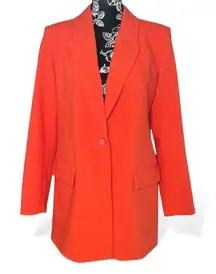 Nine West Relaxed Bright Orange Longline Blazer