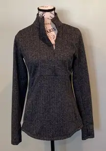 Kyodan Women’s Small Mock Neck Pullover Sweater Gray Herringbone Tweed