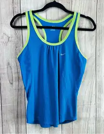 Nike Fit Dry Women's Blue Tank Top with Lime Accents