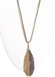 SHIRALEAH GOLD TWO TONE SADIE TASSEL BOHO CHIC LONG NECKLACE