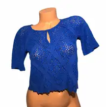 Royal Blue Lace Crop Top