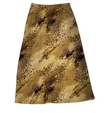 Emma James Women's Maxi Skirt Sz 12 Animal Print Long Silky Cheetah Back Slit