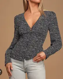 NWOT Black White Button Up Dress Top