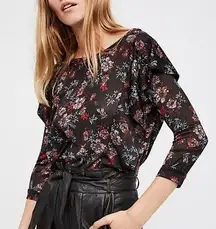 FREE PEOPLE Floral Knit Top Size XS‎