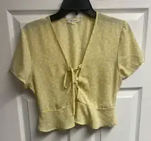 Persaya Floral Lace Up Crop Top W/ Ruffle Size Large