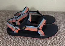 Teva Women's Original Universal Sandal Sz 9 Orange Black Casual Preppy Comfy EUC