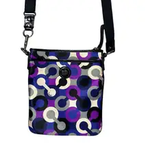 Coach Alex Swingpack Satin Fabric Black Patent Leather Purse