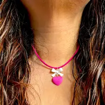 Blush Bloom Pink Heart Pendant Necklace