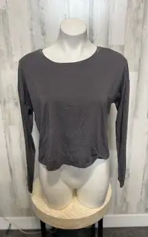 Athleta Gray Long Sleeve Twist Back Top | Lightweight Open Back Yoga Shirt – Siz