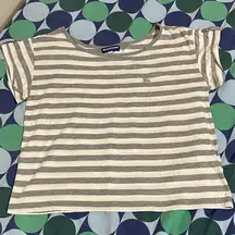 Burberry Blue Label Striped Gray and White Ladies Tops