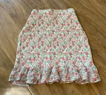 Floral Ruffle Hem Skirt