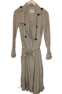 Womens Abercrombie & Fitch Tan Long Belted Double-Breasted Trench Coat Size XS