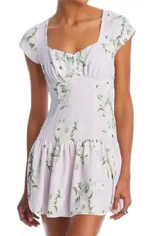 AQUA Floral Print Mini Dress Square Neck‎ Cap Sleeve Party Cocktail XS