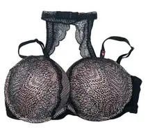 Victorias Secret 34DD Very Sexy Push Up Bra Black Lace Turtleneck Closure NWT‎