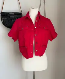Vintage Wrangler Western Wear Red Button Up Cropped Shirt