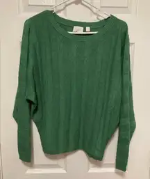 Cyrus Emerald Green Ribbed 3/4 Sleeve Sweater