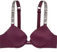 Victoria's Secret  Purple Logo Shine Strap Push Up Bra