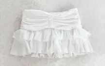 White Ruffle Mini Skirt