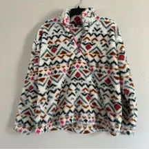 Eddie Bauer Soft Comfy Fuzzy Quarter Zip Pullover Sweatshirt Colorful Outdoor XL